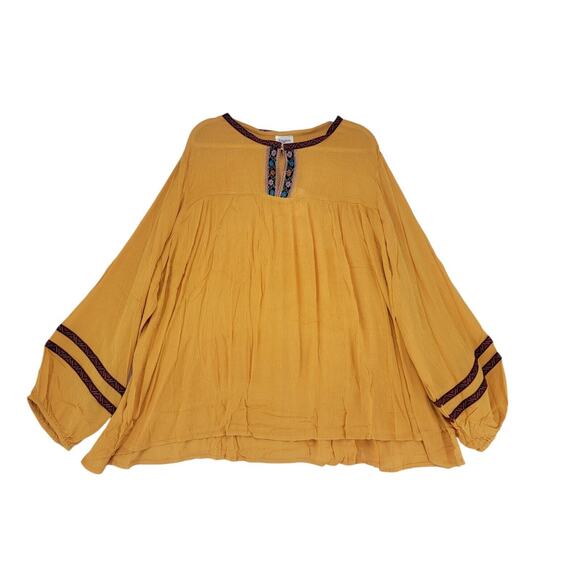 Hayden Los Angeles 3XL Boho Peasant Blouse  Flowy Tunic Top in Mustard Yellow 🌻 - Picture 1 of 6
